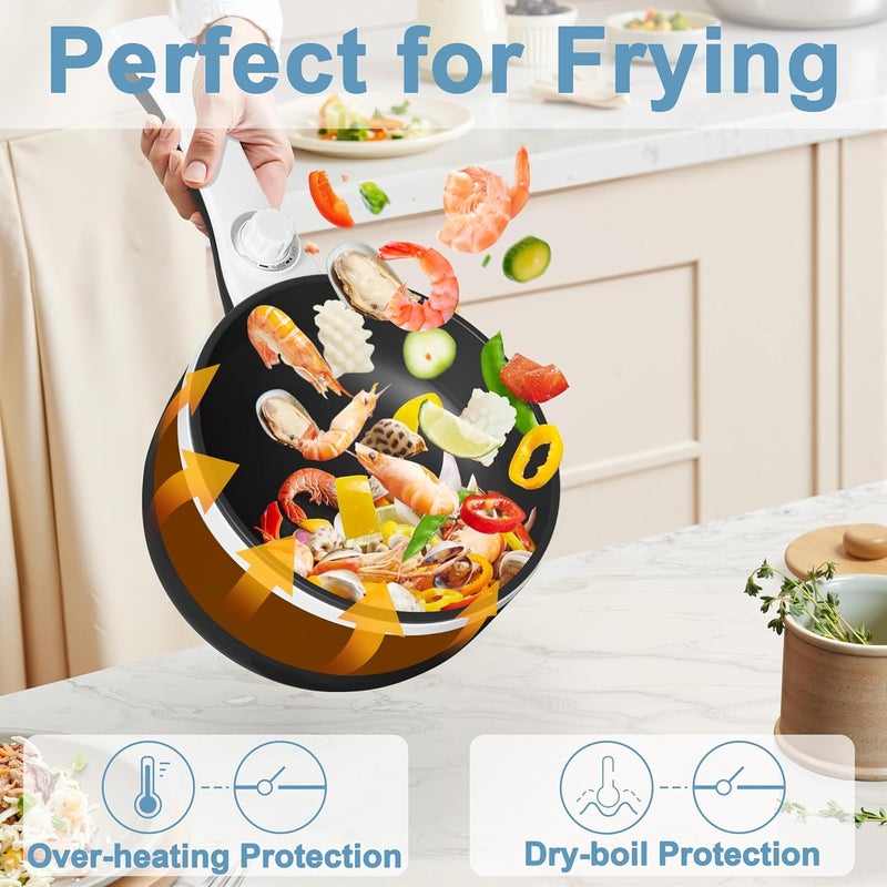 DEZIN Hot Pot Electric Upgraded, Non-Stick Sauté Pan, Rapid Noodles Electric Pot, 1.5L Mini Portable Hot Pot for Steak, Egg, Fried Rice, Ramen, Oatmeal, Soup with Power Adjustment - Image 2